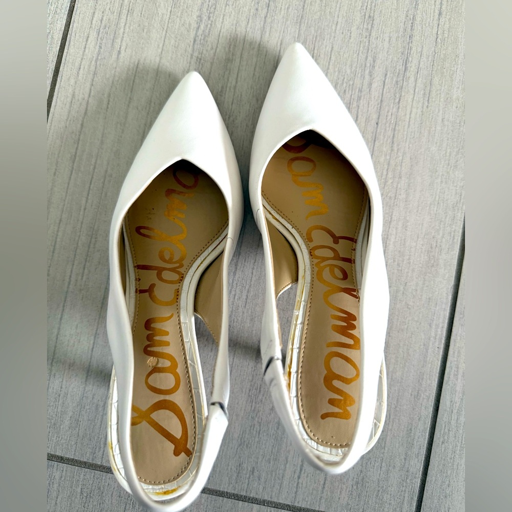 Sam Edelman White Kitten Heel Slingbacks